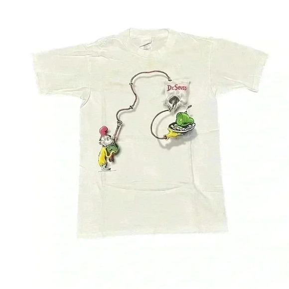 VTG Dr Seuss Shirt Size Small Beige Sam I Am 1997 Book Green Eggs And Ham - Picture 1 of 1